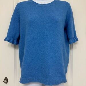 Ann Taylor Factory Cotton Blend Short Sleeve Sweater Blue M